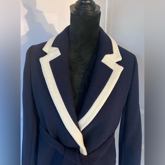 J.Crew Midnight Blue and White Wool Blend Coat, size 6, as seen on Meghan Markle - Picture 2 of 10